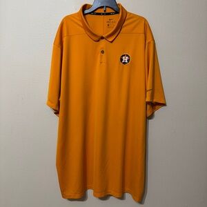 Houston Astros Nike Polo Shirt Men's 3XL Orange Dri-Fit Performance Golf Casual